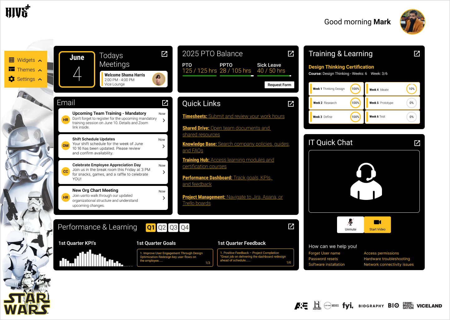 A+E Star Wars Dashboard UI Design