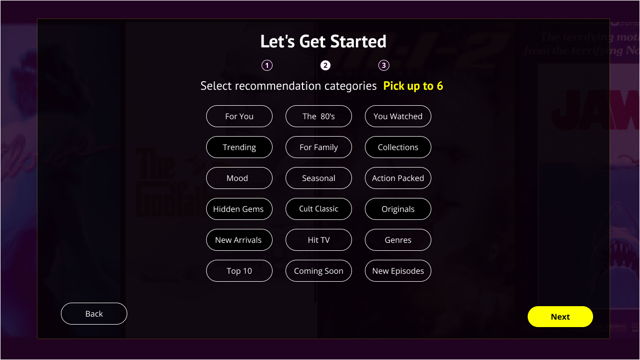 Pluto TV On boarding Step 2 UI Design